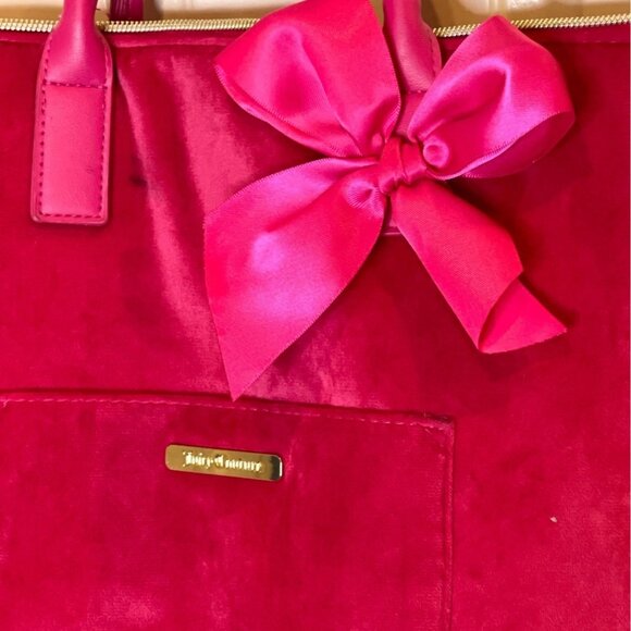 Juicy Couture Velvet Tote Bag Hot Pink Backpack Satin Bow Size M main image 6